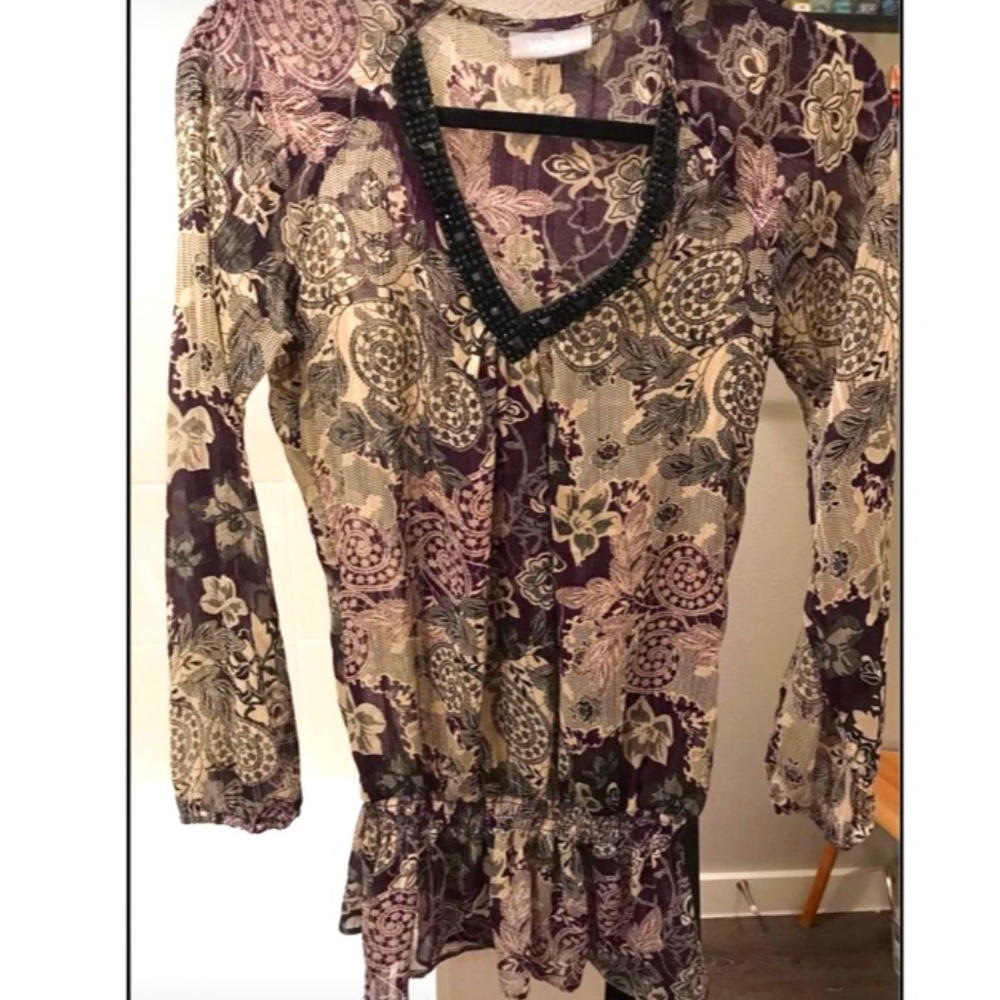 Wallis Work Blouse w/ Beaded Neckline - Size: Small